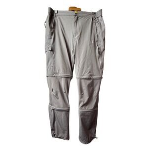 Little Donkey Mens Convertible Zip Off Hiking Pants Cargo Pockets Size L Gray